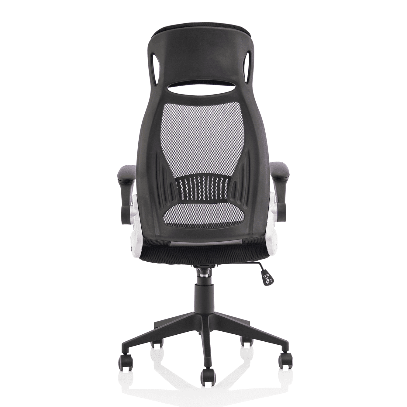 Saturn High Mesh Back Executive Office Chair - Black Airmesh Seat, Plastic Frame, Folding Arms, 125kg Capacity, 8hr Usage, 1yr Warranty