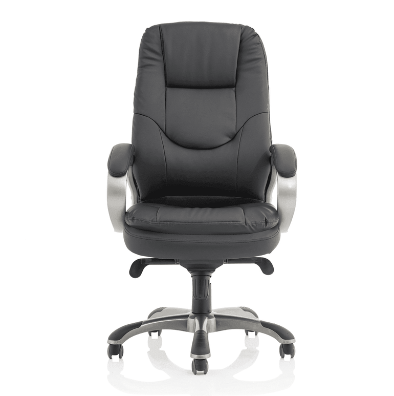 Oscar High Back Executive Office Chair - Black Faux Leather, Chrome Frame, Fixed Arms, 120kg Capacity, 8hr Usage, Gas Height & Tilt Adjustments