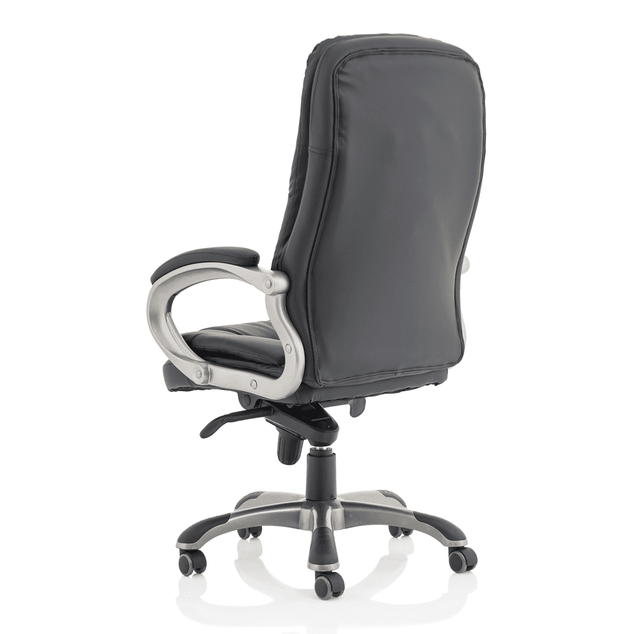 Oscar High Back Executive Office Chair - Black Faux Leather, Chrome Frame, Fixed Arms, 120kg Capacity, 8hr Usage, Gas Height & Tilt Adjustments