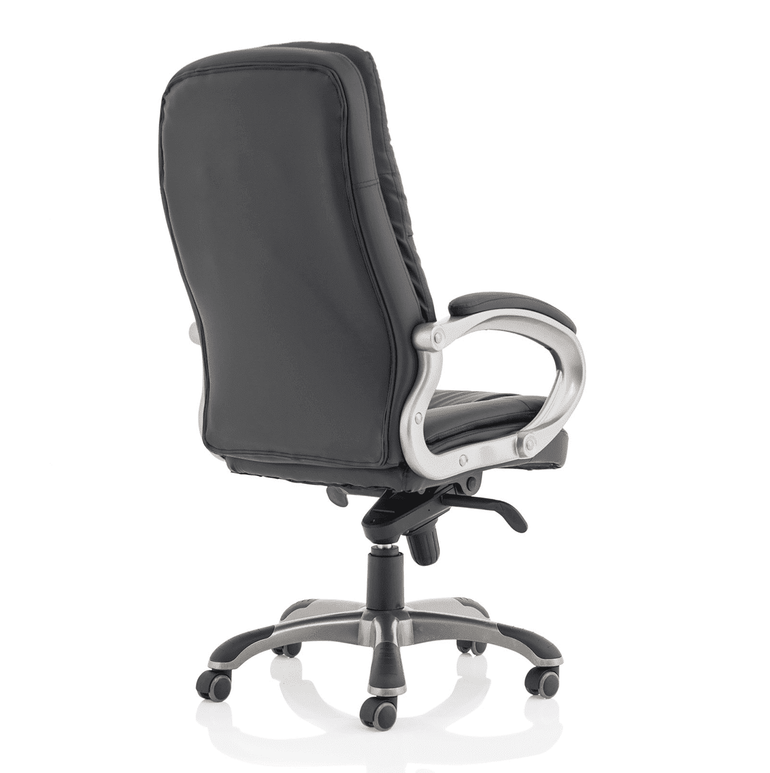 Oscar High Back Executive Office Chair - Black Faux Leather, Chrome Frame, Fixed Arms, 120kg Capacity, 8hr Usage, Gas Height & Tilt Adjustments