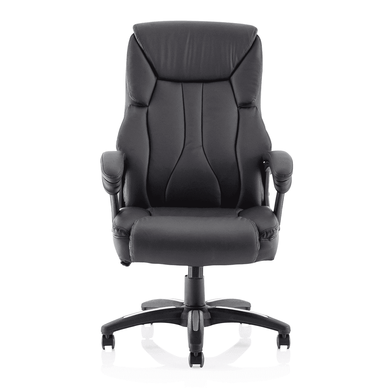 Stratford High Back Executive Office Chair - Black Leather, Chrome Metal Frame, Fixed Arms, 120kg Capacity, 8hr Usage, 1yr Warranty - Flat Packed