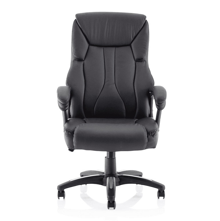 Stratford High Back Executive Office Chair - Black Leather, Chrome Metal Frame, Fixed Arms, 120kg Capacity, 8hr Usage, 1yr Warranty - Flat Packed