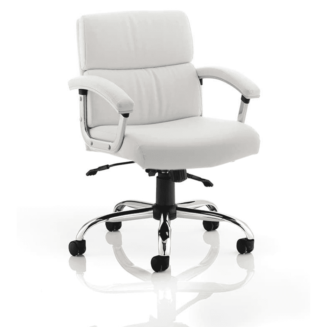 Desire Medium Back Leather Executive Office Chair with Arms - Soft Bonded Leather, Chrome Frame, 125kg Capacity, 8hr Usage, 2yr Mechanism Guarantee