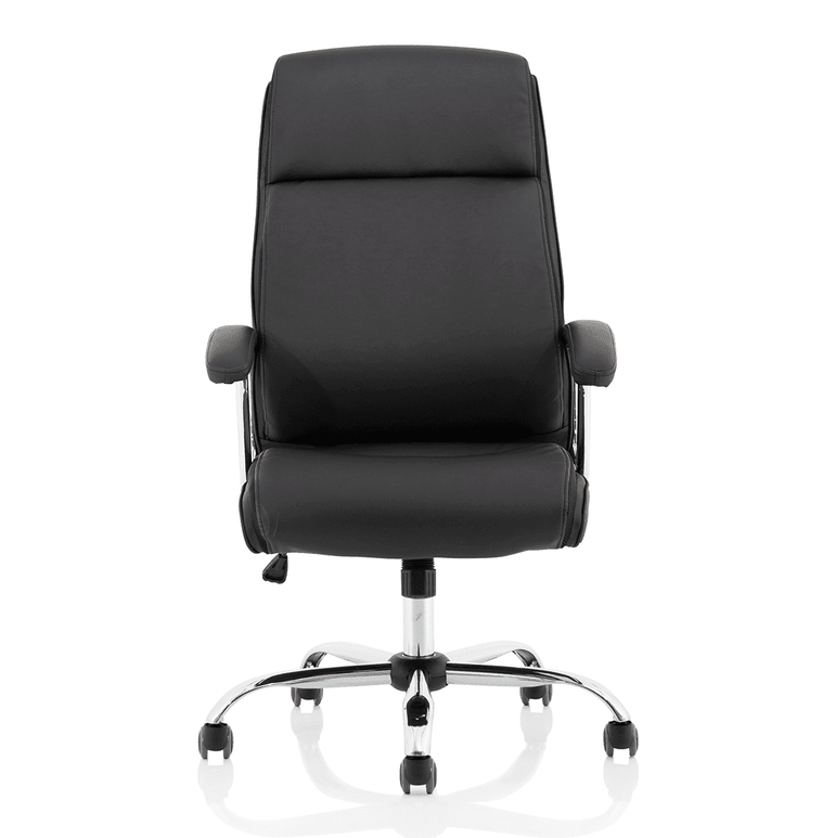 Hatley High Back Executive Office Chair - Black Bonded Leather, Chrome Frame, Fixed Arms, 120kg Capacity, 8hr Usage, 1yr Warranty (650x700x1130-1210mm)