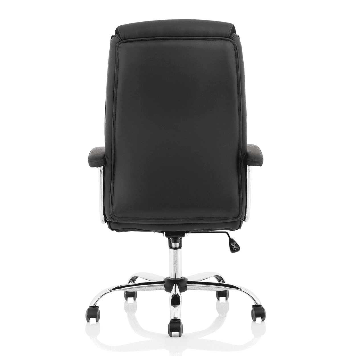 Hatley High Back Executive Office Chair - Black Bonded Leather, Chrome Frame, Fixed Arms, 120kg Capacity, 8hr Usage, 1yr Warranty (650x700x1130-1210mm)