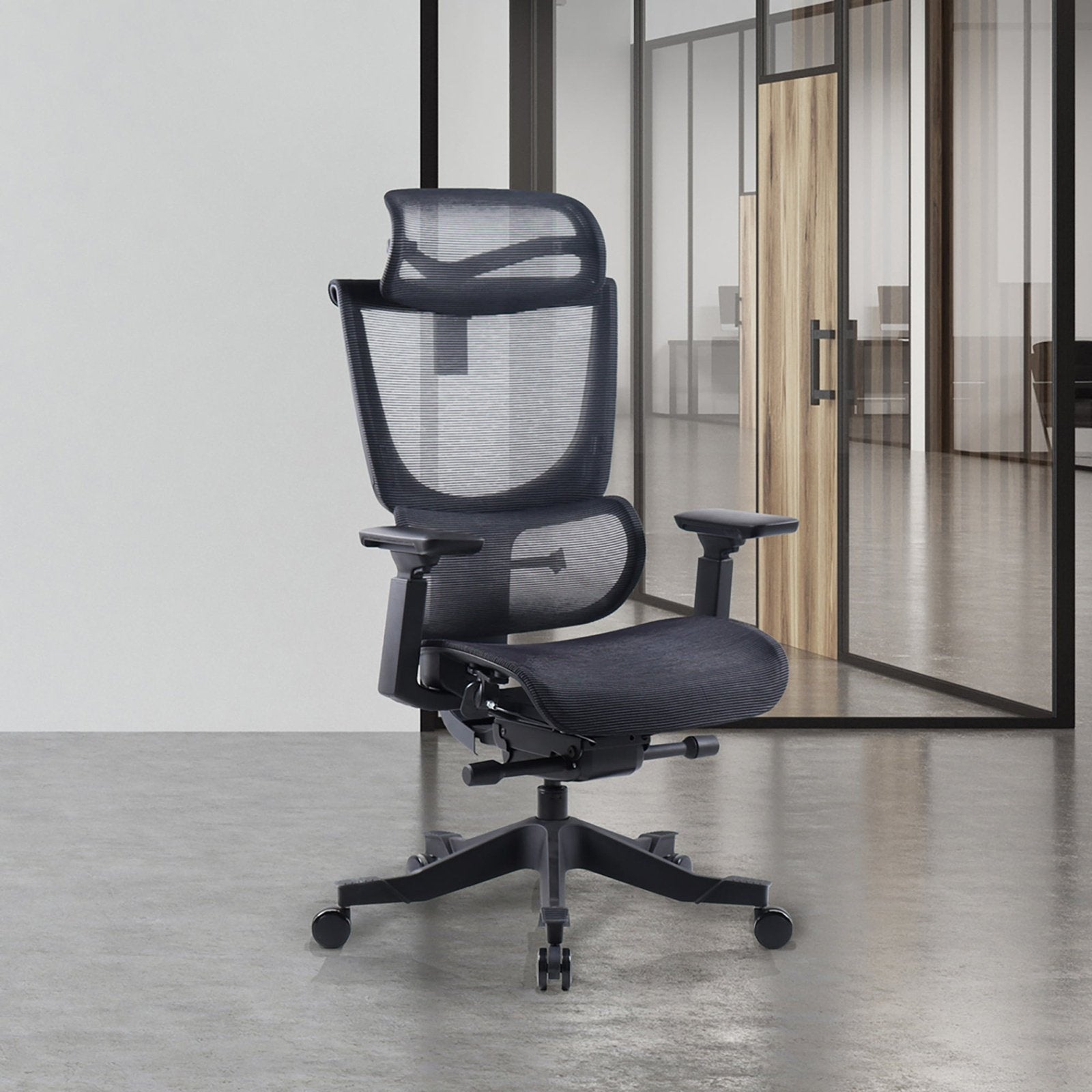 Elise back operator chair with headrest and black mesh seat - Office Products Online
