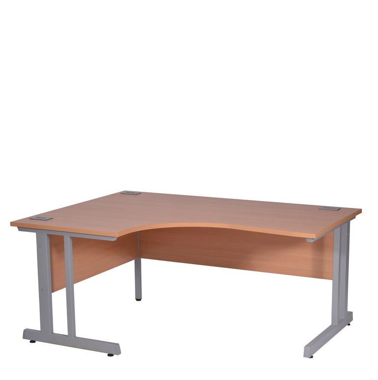 Ergonomic Left Hand Corner Desk - 1400mm Wide with Cable Management & Modesty Panels - Office Products Online