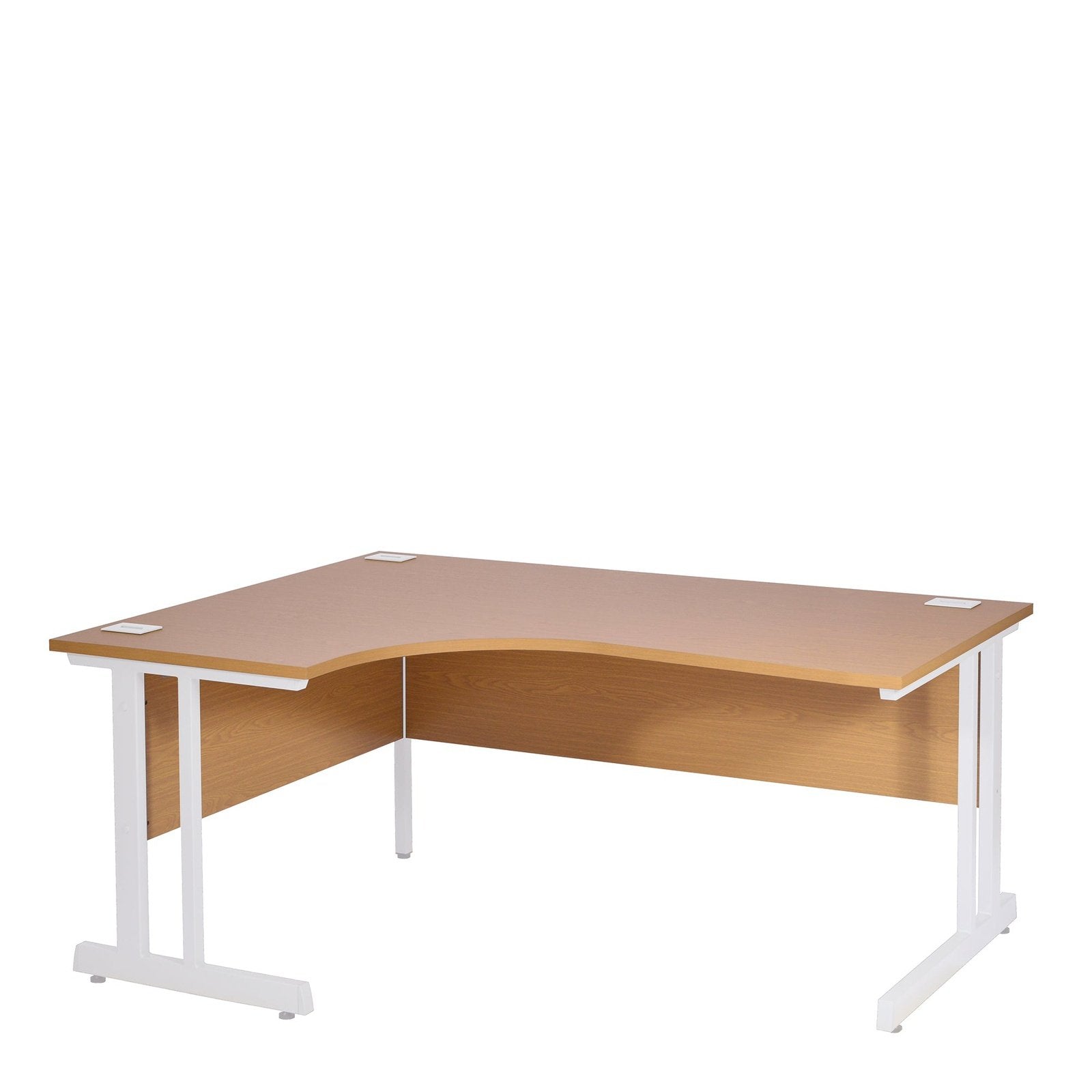 Ergonomic Left Hand Corner Desk - 1400mm Wide with Cable Management & Modesty Panels - Office Products Online