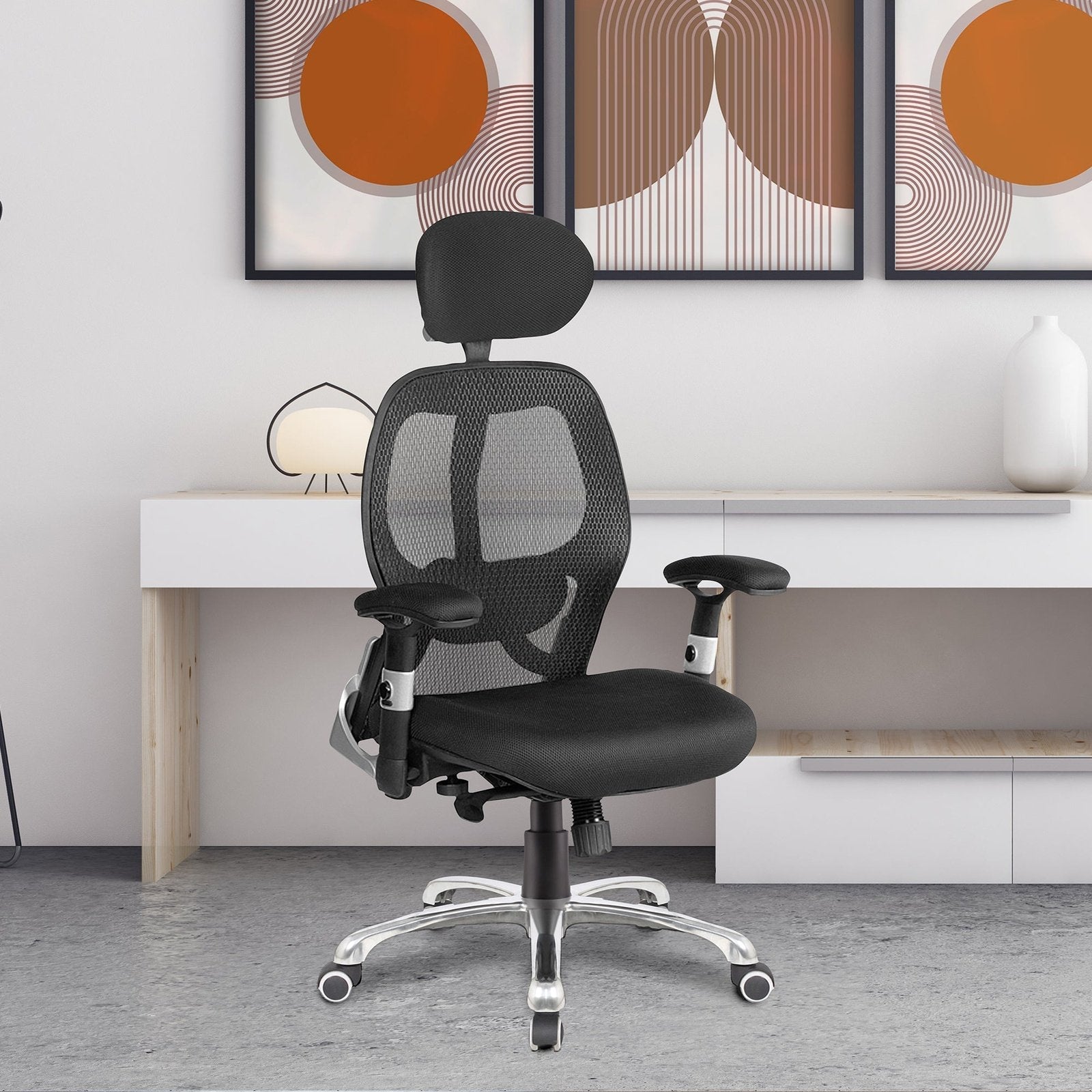 Ergonomic Luxury High Back Executive Mesh Chair with Chrome Base Certified for 24 Hour Use - Black - Office Products Online