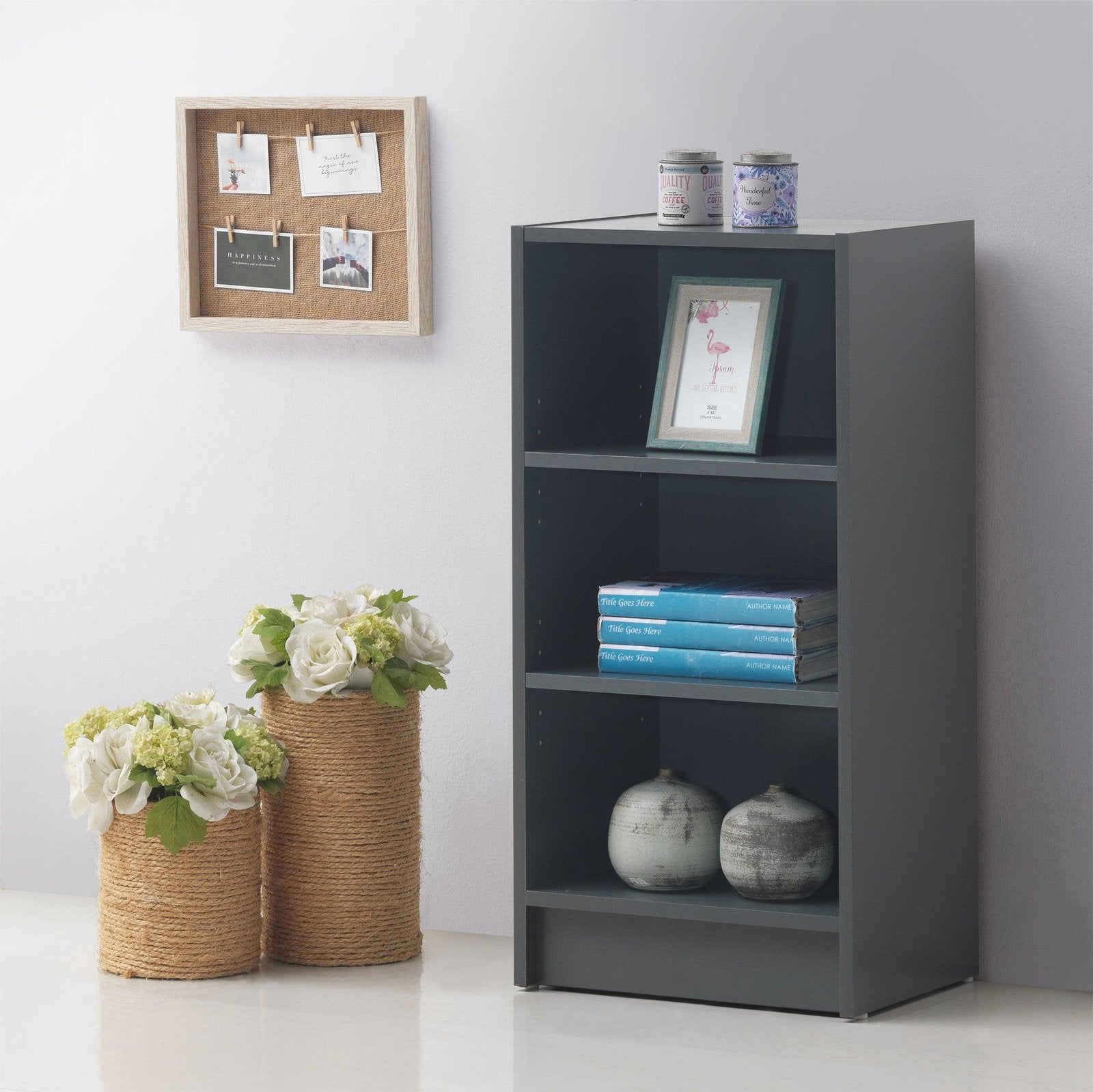 Essentials Small Narrow Bookcase allhomely