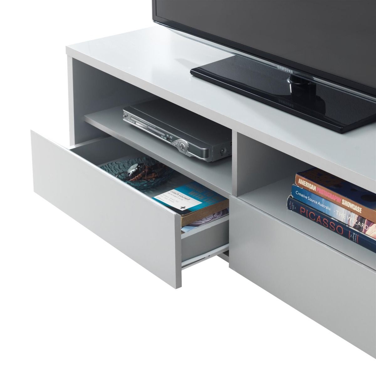 Essentials TV Cabinet with 2 Drawers allhomely