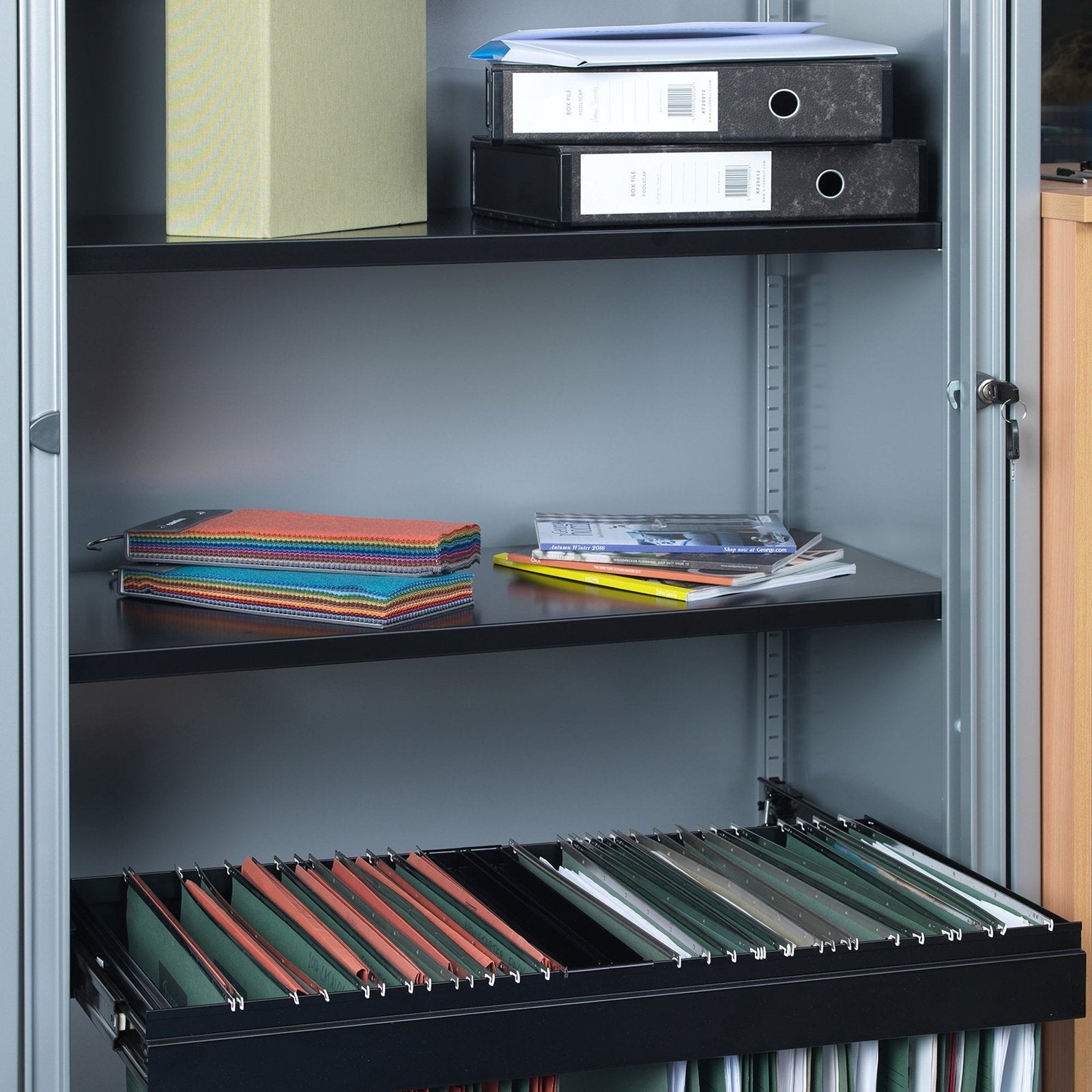 Extra shelf for steel storage cupboards and tambours - black - Office Products Online