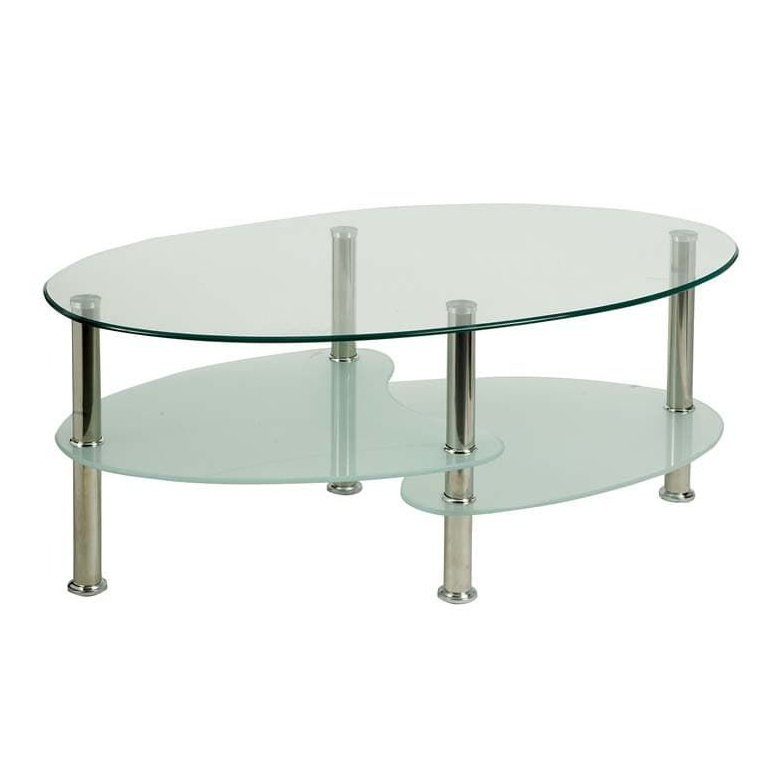 Berlin Glass & Stainless Steel Coffee Table - Flat Packed, 1000x600x415mm, 8hr Usage, 2yr Mechanical & 1yr Fabric/Foam Guarantee