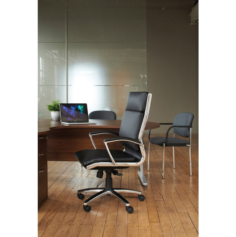 Florence high back executive chair - black leather faced - Office Products Online