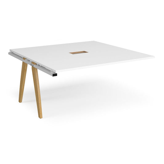 Fuze boardroom table add on unit 1600mm with central cutout 272mm x 132mm - frame, white top - Office Products Online