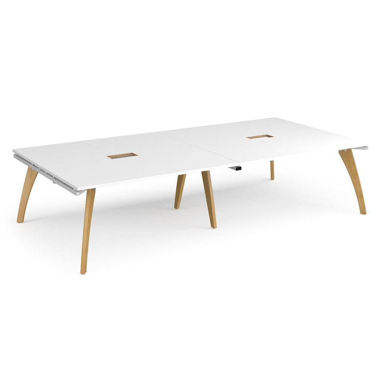 Fuze rectangular boardroom table 3200mm 1600mm with 2 cutouts 272mm x 132mm - frame, white top - Office Products Online