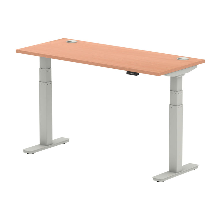 Air Height Adjustable Slimline Desk 1200-1800mm, Cable Ports, MFC Rectangular Top, Black/Silver/White Frame, 5-Year Guarantee