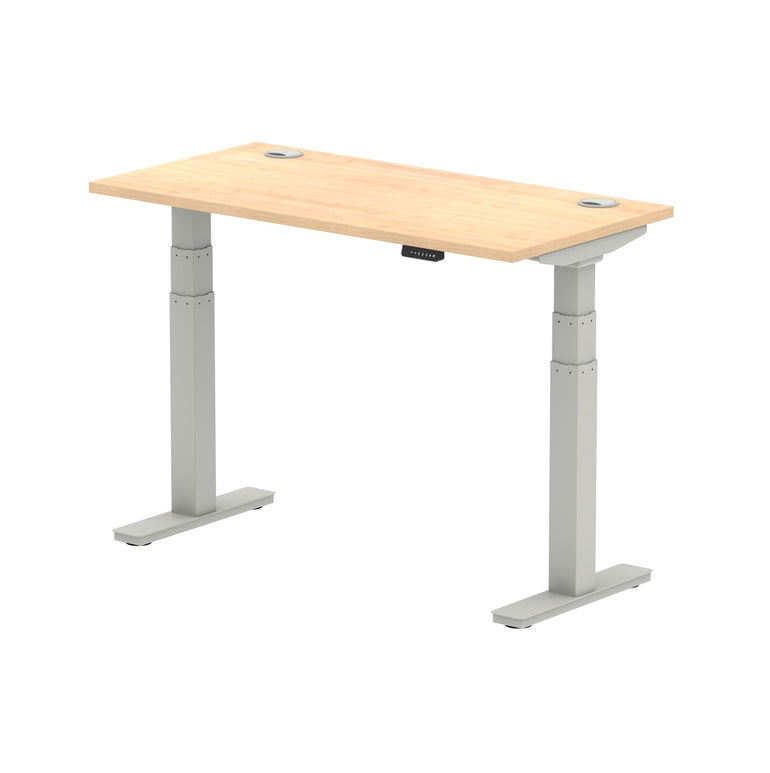 Air Height Adjustable Slimline Desk 1200-1800mm, Cable Ports, MFC Rectangular Top, Black/Silver/White Frame, 5-Year Guarantee