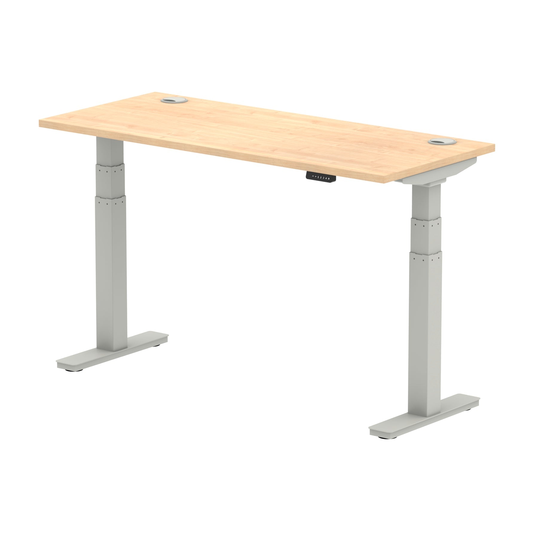 Air Height Adjustable Slimline Desk 1200-1800mm, Cable Ports, MFC Rectangular Top, Black/Silver/White Frame, 5-Year Guarantee