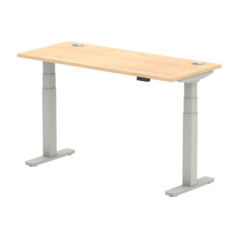 Air Height Adjustable Slimline Desk 1200-1800mm, Cable Ports, MFC Rectangular Top, Black/Silver/White Frame, 5-Year Guarantee