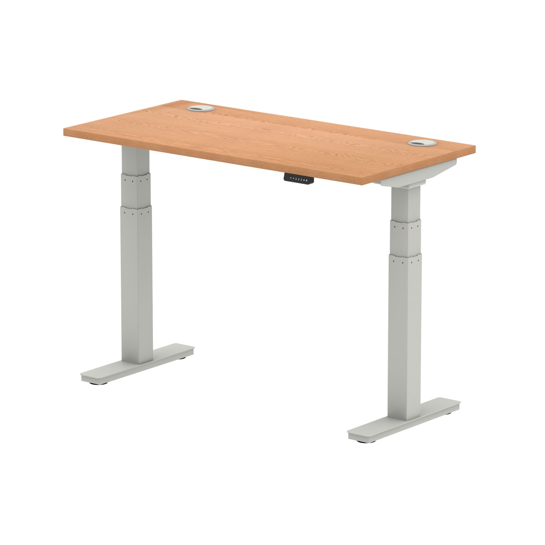 Air Height Adjustable Slimline Desk 1200-1800mm, Cable Ports, MFC Rectangular Top, Black/Silver/White Frame, 5-Year Guarantee