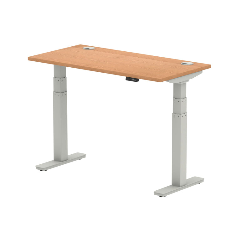 Air Height Adjustable Slimline Desk 1200-1800mm, Cable Ports, MFC Rectangular Top, Black/Silver/White Frame, 5-Year Guarantee