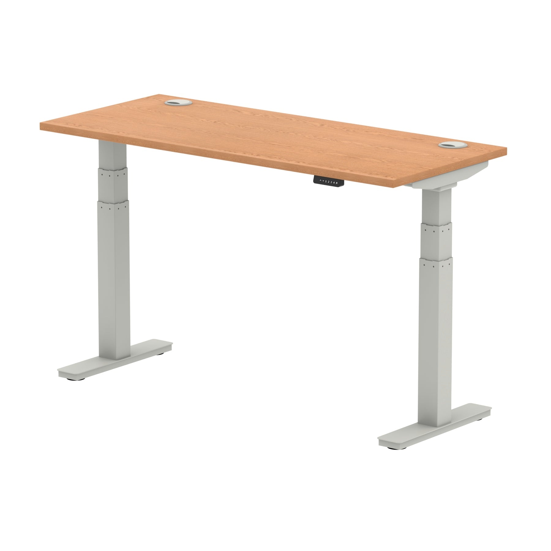 Air Height Adjustable Slimline Desk 1200-1800mm, Cable Ports, MFC Rectangular Top, Black/Silver/White Frame, 5-Year Guarantee