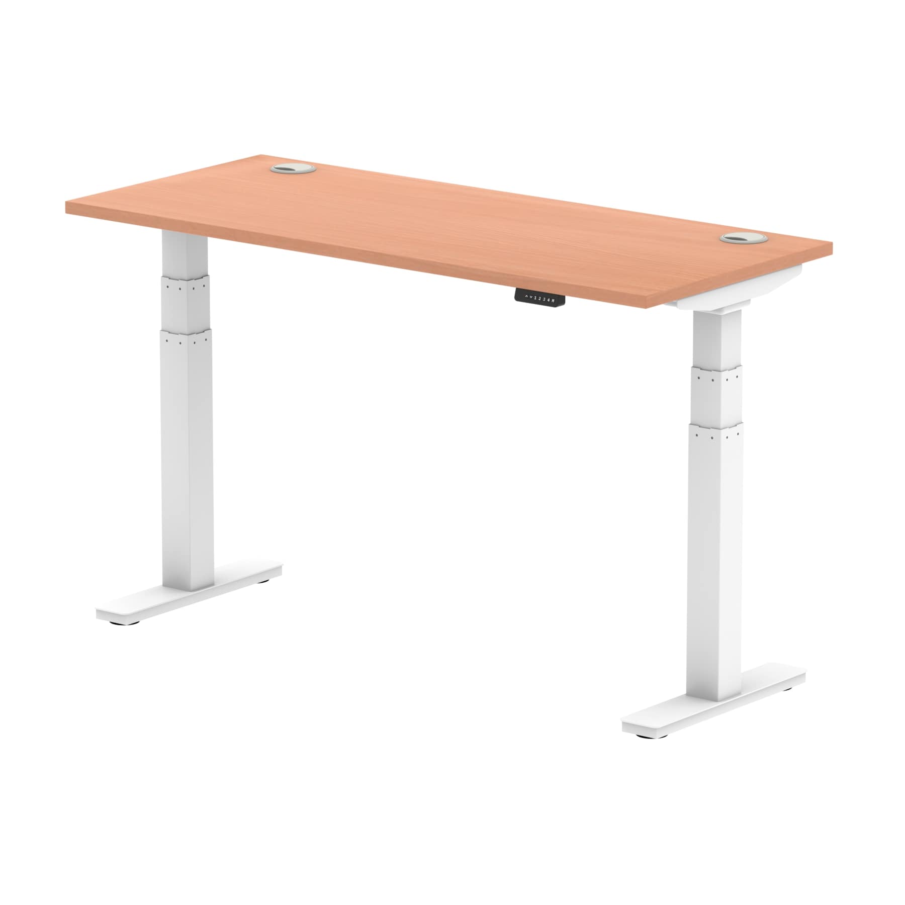 Air Height Adjustable Slimline Desk 1200-1800mm, Cable Ports, MFC Rectangular Top, Black/Silver/White Frame, 5-Year Guarantee