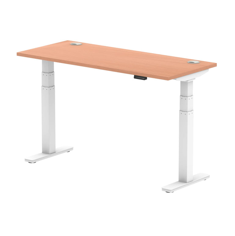 Air Height Adjustable Slimline Desk 1200-1800mm, Cable Ports, MFC Rectangular Top, Black/Silver/White Frame, 5-Year Guarantee