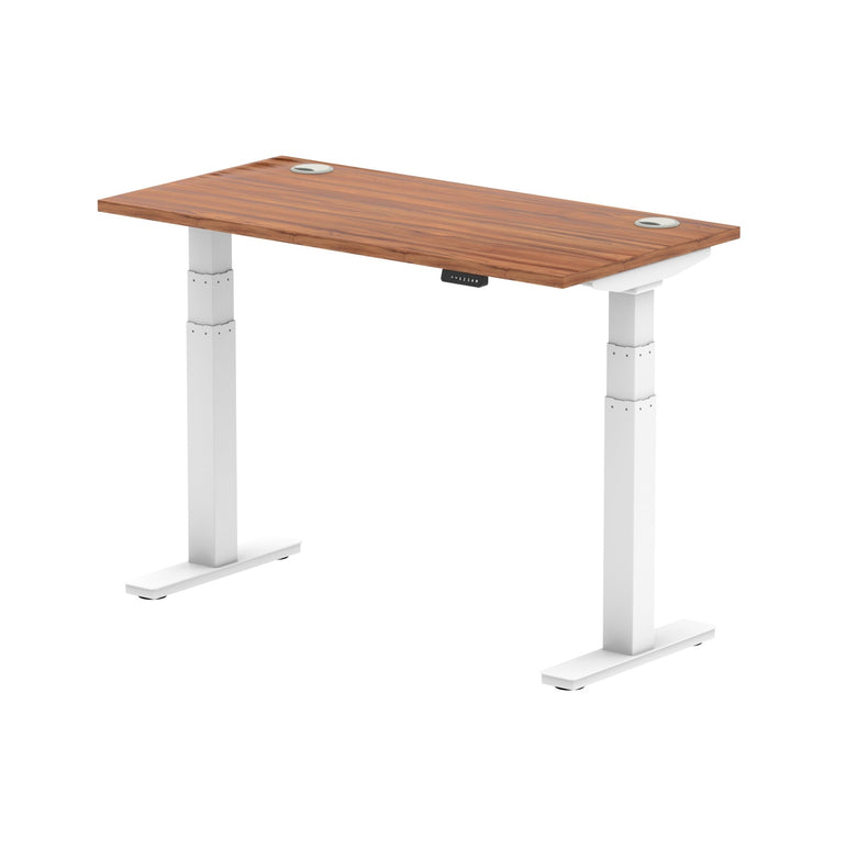 Air Height Adjustable Slimline Desk 1200-1800mm, Cable Ports, MFC Rectangular Top, Black/Silver/White Frame, 5-Year Guarantee