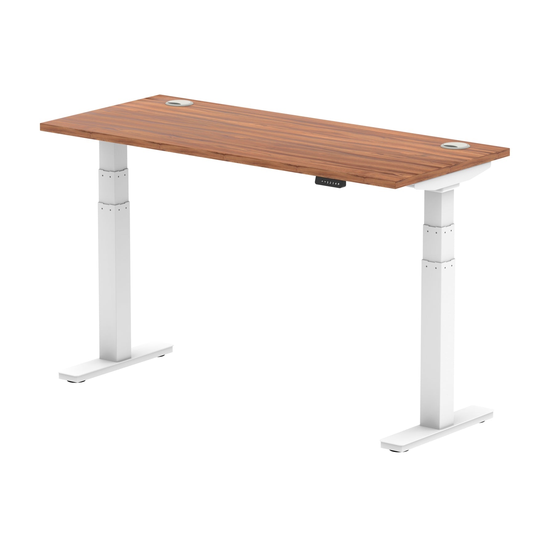 Air Height Adjustable Slimline Desk 1200-1800mm, Cable Ports, MFC Rectangular Top, Black/Silver/White Frame, 5-Year Guarantee