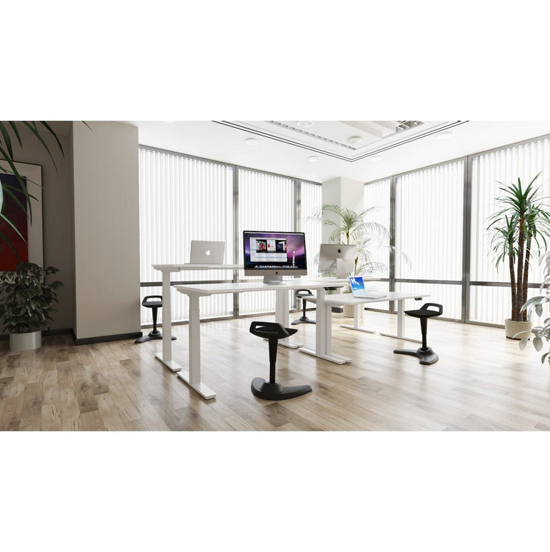 Air Height Adjustable Slimline Desk 1200-1800mm, Cable Ports, MFC Rectangular Top, Black/Silver/White Frame, 5-Year Guarantee