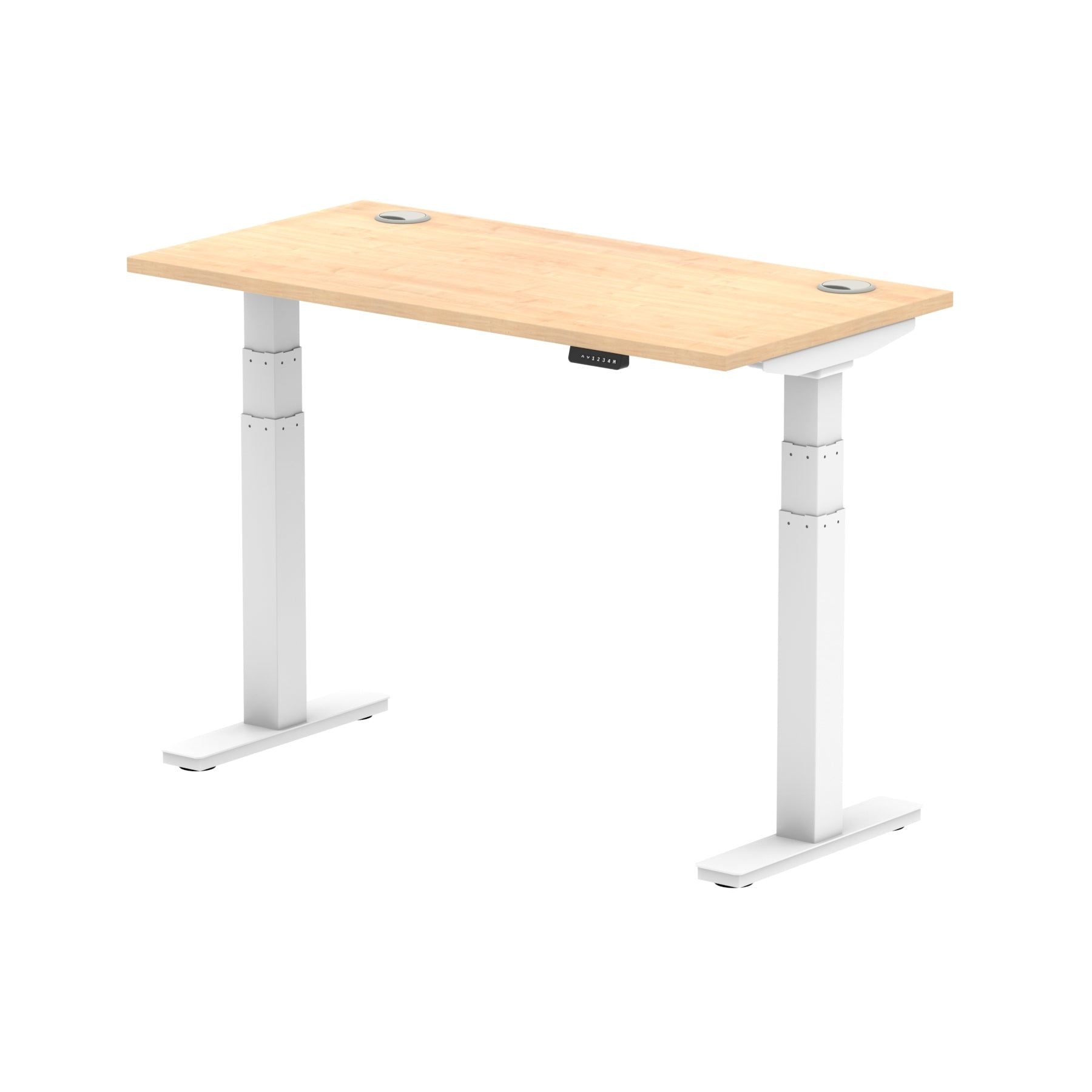 Air Height Adjustable Slimline Desk 1200-1800mm, Cable Ports, MFC Rectangular Top, Black/Silver/White Frame, 5-Year Guarantee