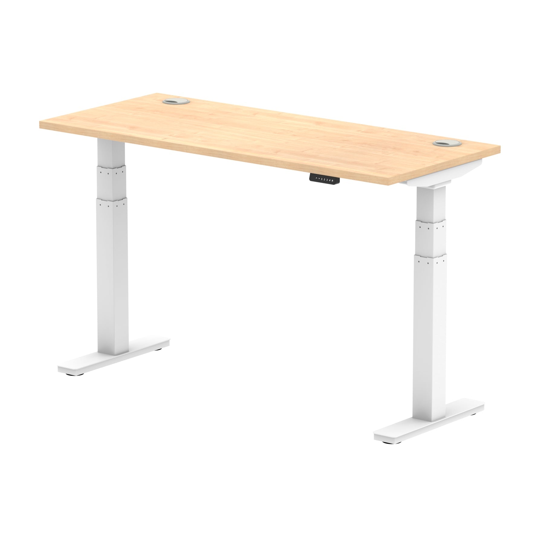 Air Height Adjustable Slimline Desk 1200-1800mm, Cable Ports, MFC Rectangular Top, Black/Silver/White Frame, 5-Year Guarantee