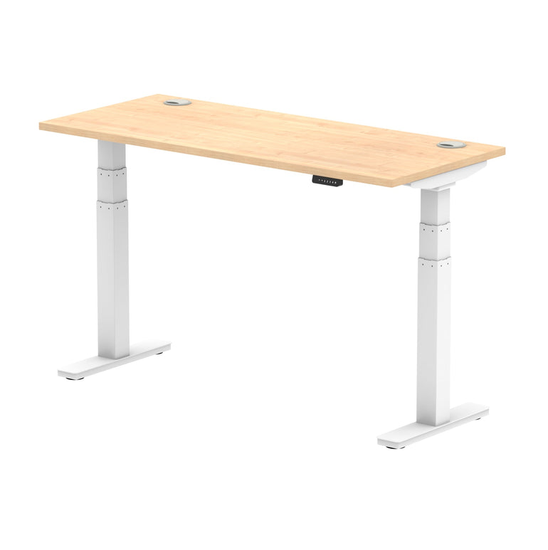 Air Height Adjustable Slimline Desk 1200-1800mm, Cable Ports, MFC Rectangular Top, Black/Silver/White Frame, 5-Year Guarantee