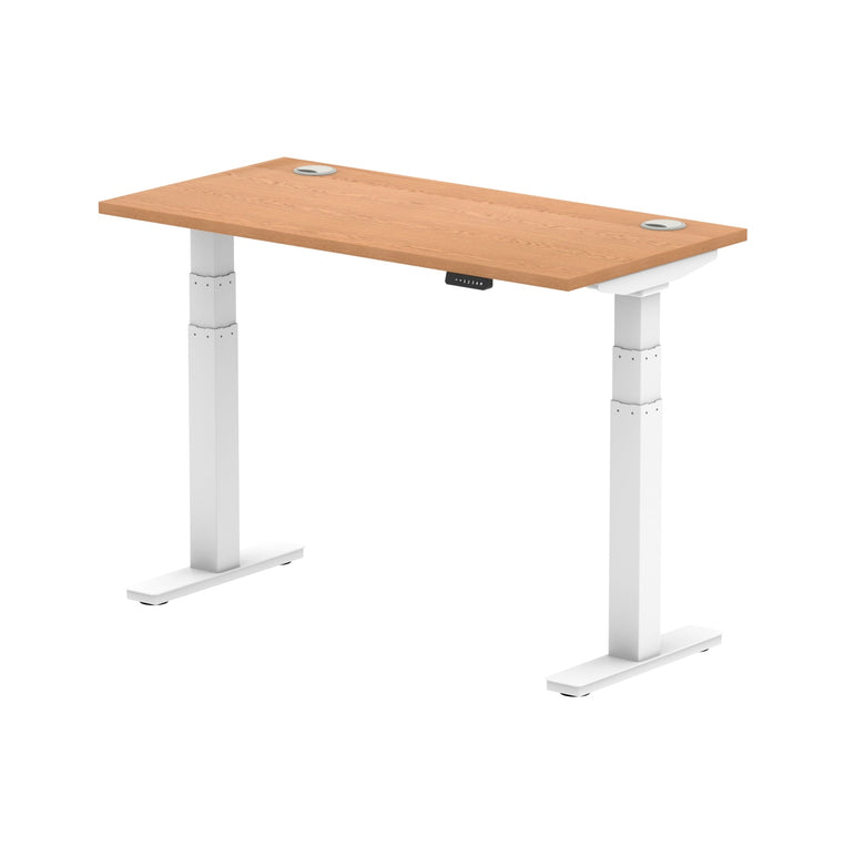 Air Height Adjustable Slimline Desk 1200-1800mm, Cable Ports, MFC Rectangular Top, Black/Silver/White Frame, 5-Year Guarantee