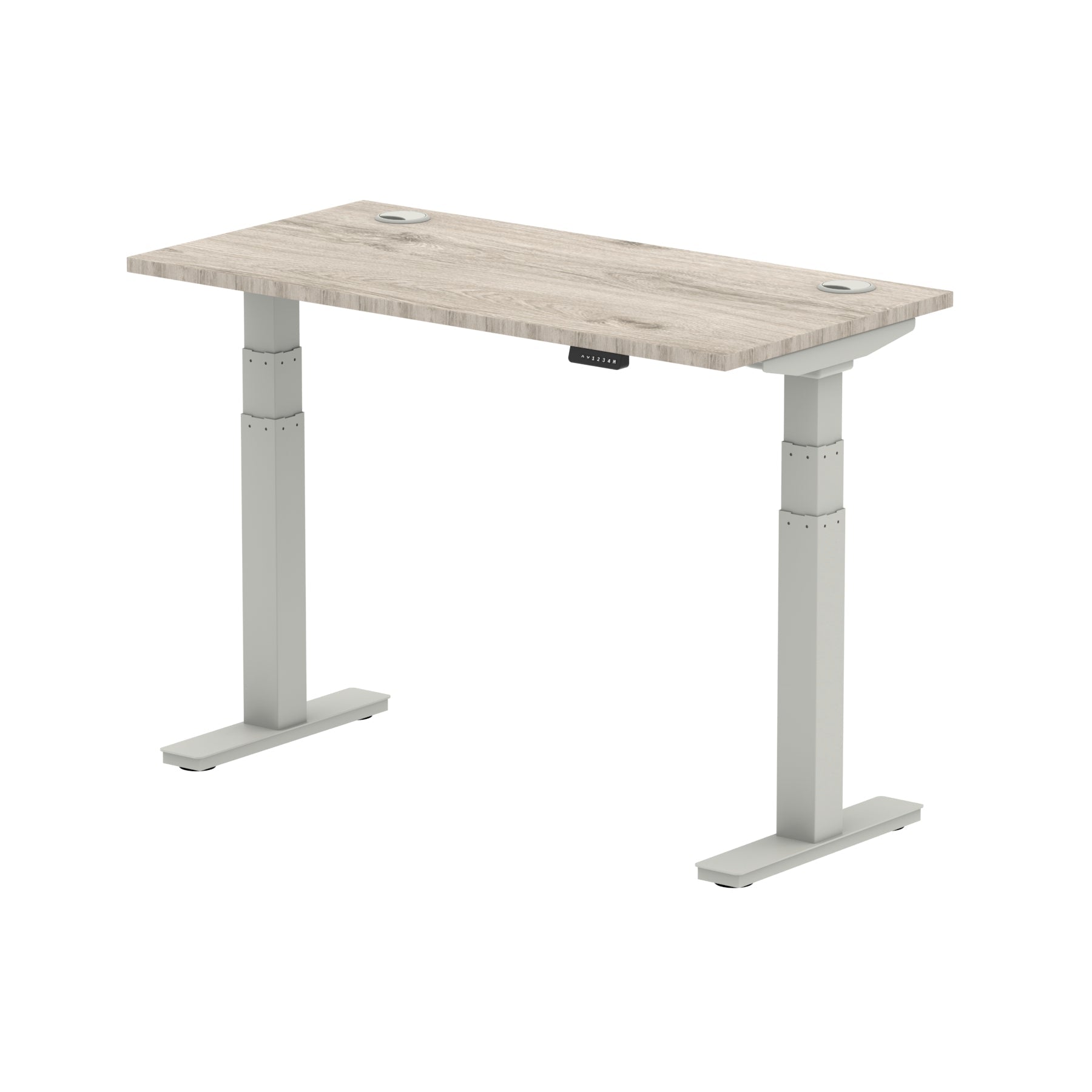 Air Height Adjustable Slimline Desk 1200-1800mm, Cable Ports, MFC Rectangular Top, Black/Silver/White Frame, 5-Year Guarantee