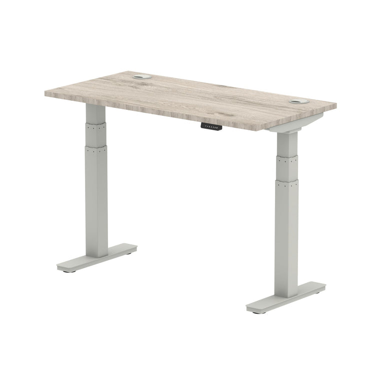 Air Height Adjustable Slimline Desk 1200-1800mm, Cable Ports, MFC Rectangular Top, Black/Silver/White Frame, 5-Year Guarantee