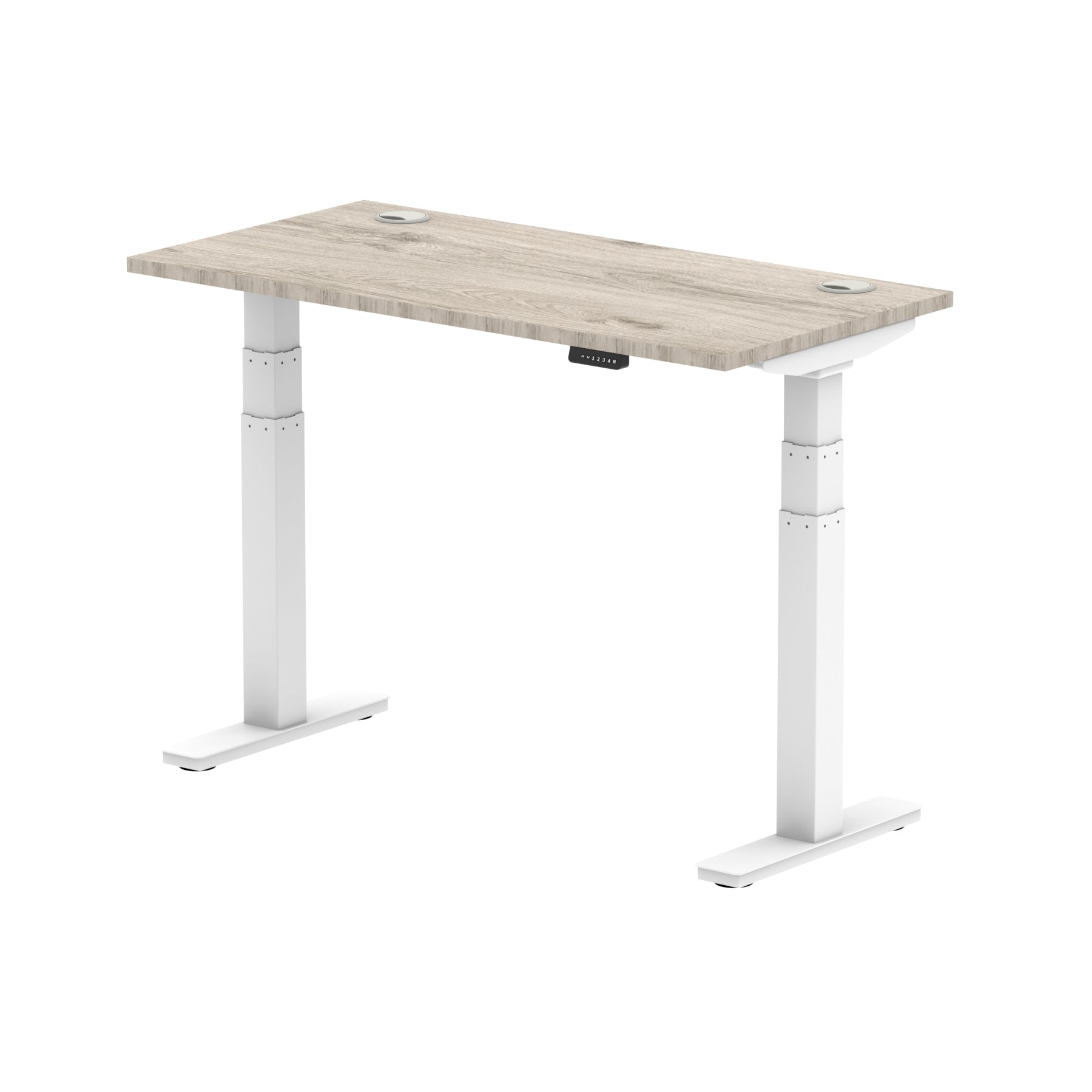 Air Height Adjustable Slimline Desk 1200-1800mm, Cable Ports, MFC Rectangular Top, Black/Silver/White Frame, 5-Year Guarantee