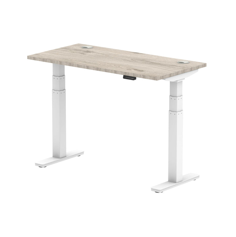 Air Height Adjustable Slimline Desk 1200-1800mm, Cable Ports, MFC Rectangular Top, Black/Silver/White Frame, 5-Year Guarantee