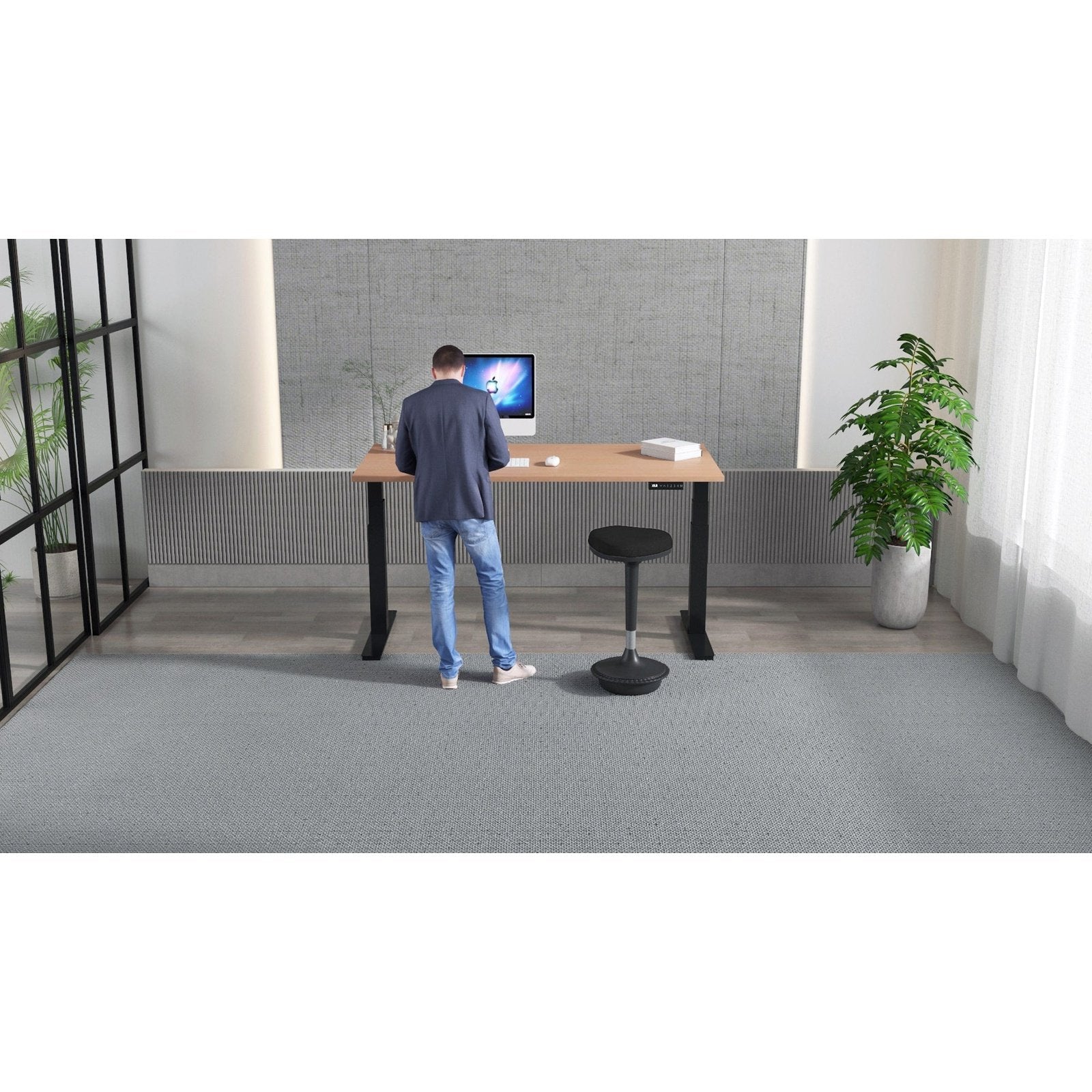 Air Height Adjustable Desk - 1200-1800mm Width, 800mm Depth, 660-1310mm Height, MFC Material, 5-Year Guarantee, Self-Assembly, Multiple Frame Colors