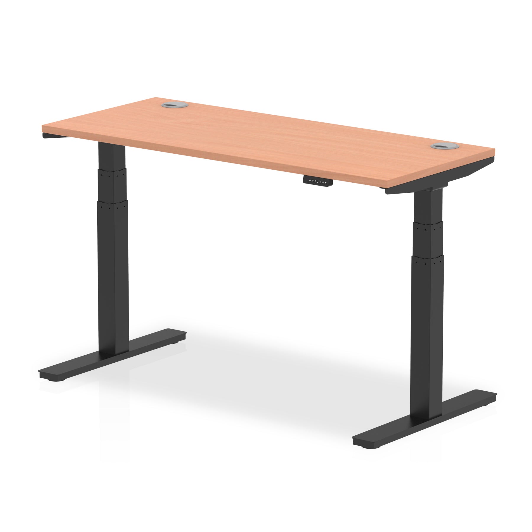 Air Height Adjustable Slimline Desk 1200-1800mm, Cable Ports, MFC Rectangular Top, Black/Silver/White Frame, 5-Year Guarantee