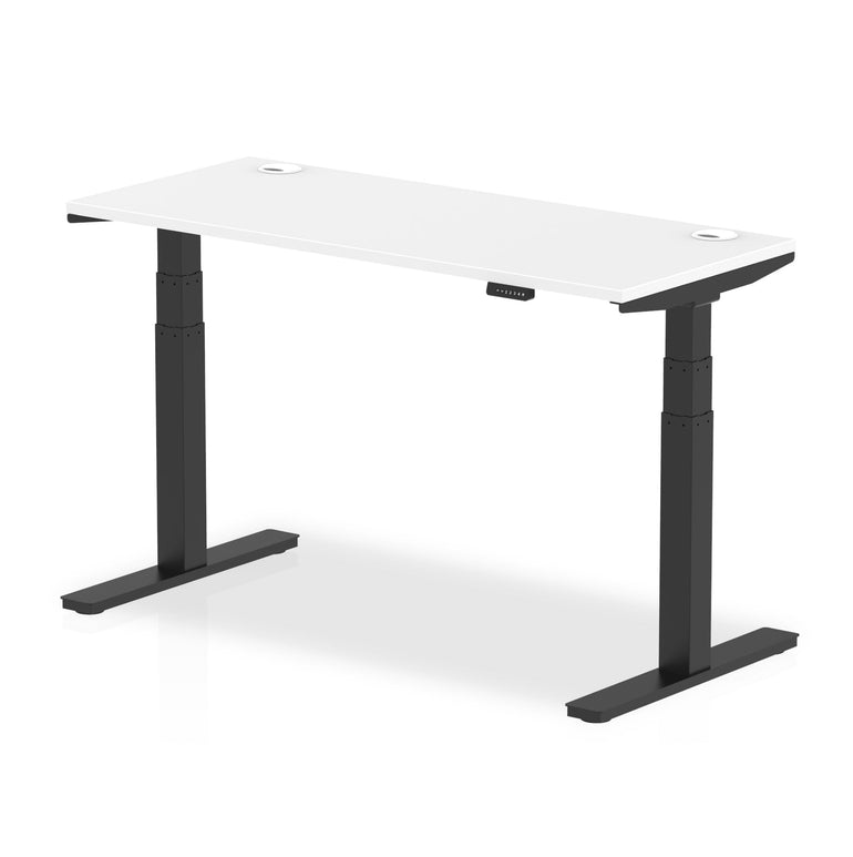 Air Height Adjustable Slimline Desk 1200-1800mm, Cable Ports, MFC Rectangular Top, Black/Silver/White Frame, 5-Year Guarantee