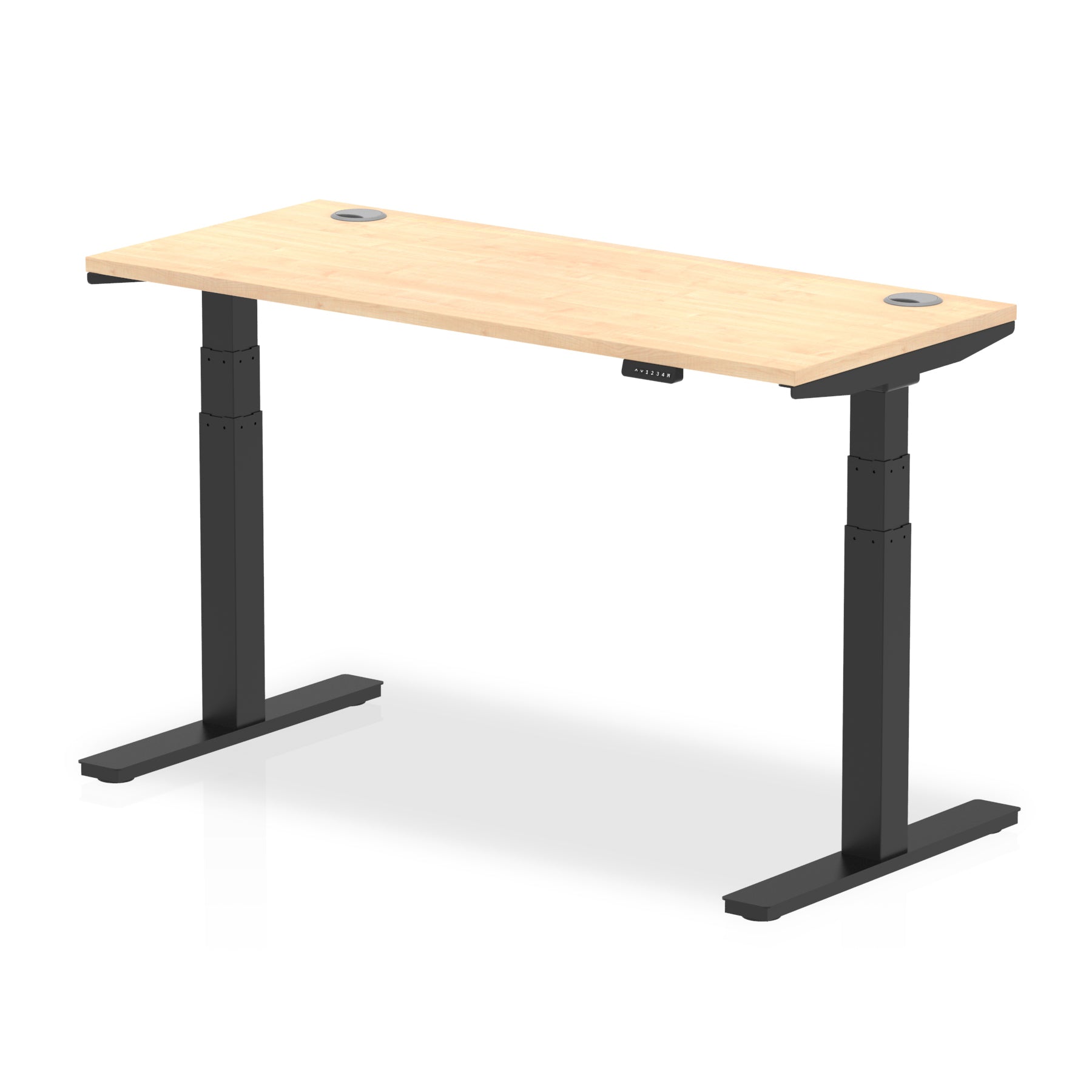 Air Height Adjustable Slimline Desk 1200-1800mm, Cable Ports, MFC Rectangular Top, Black/Silver/White Frame, 5-Year Guarantee