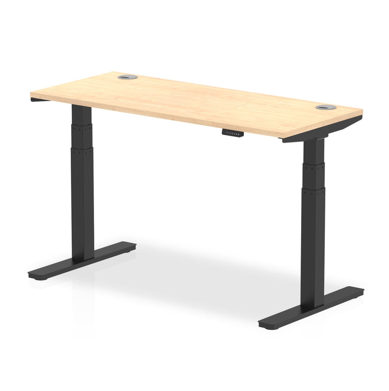 Air Height Adjustable Slimline Desk 1200-1800mm, Cable Ports, MFC Rectangular Top, Black/Silver/White Frame, 5-Year Guarantee