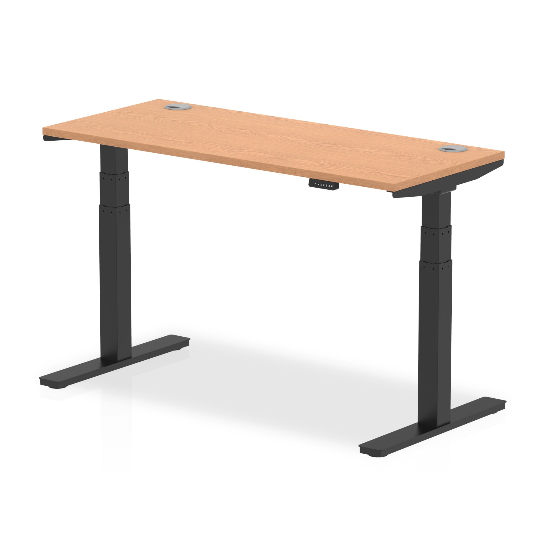 Air Height Adjustable Slimline Desk 1200-1800mm, Cable Ports, MFC Rectangular Top, Black/Silver/White Frame, 5-Year Guarantee