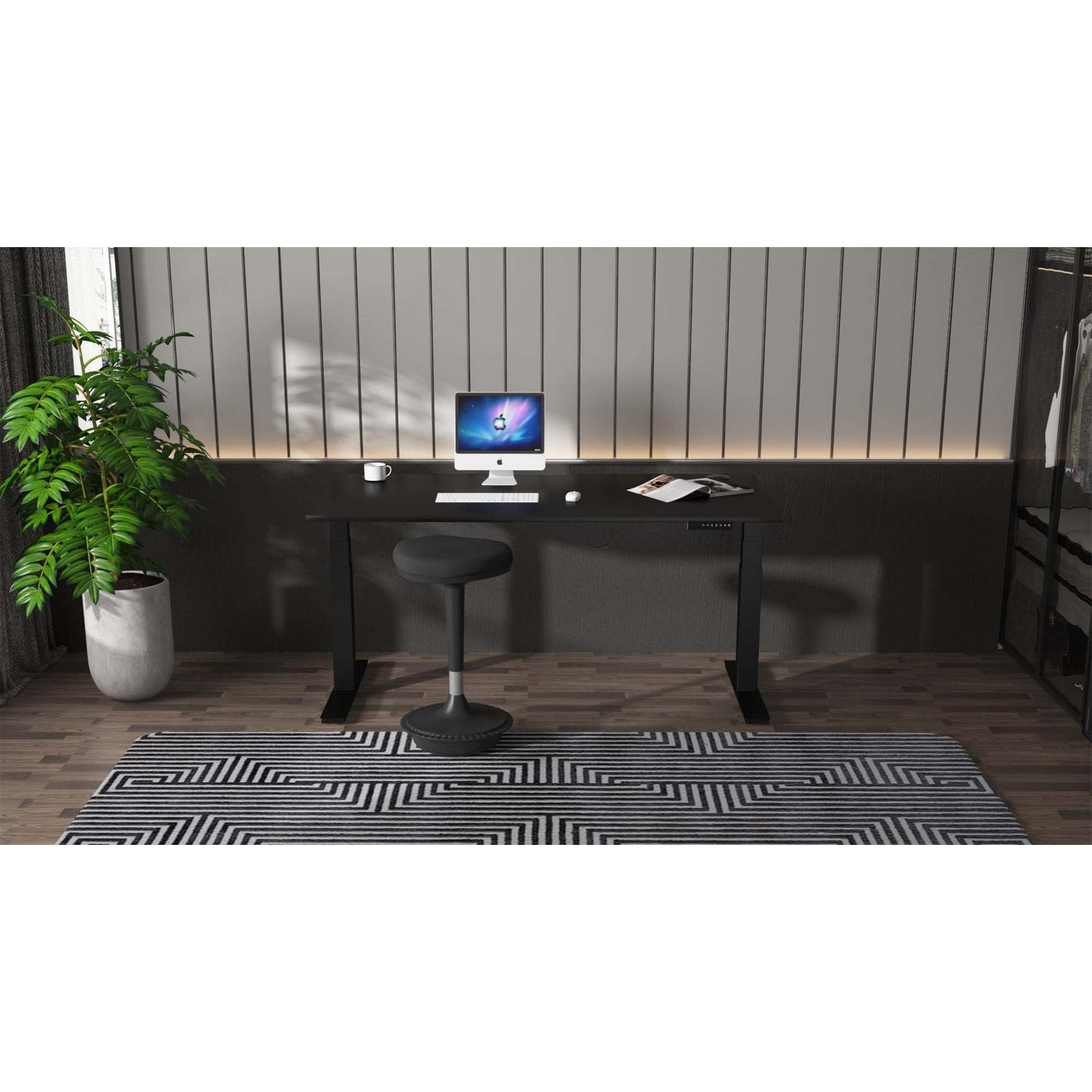 Air Black Series Slimline Height Adjustable Desk - 1200-1800mm Width, 660-1310mm Height, MFC Material, 5-Year Guarantee, Self-Assembly