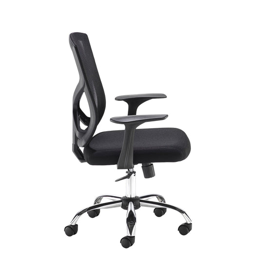 Hale mesh back operator chair with black fabric seat and chrome base - Office Products Online