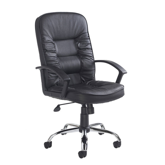 Hertford high back managers chair - black leather faced - Office Products Online