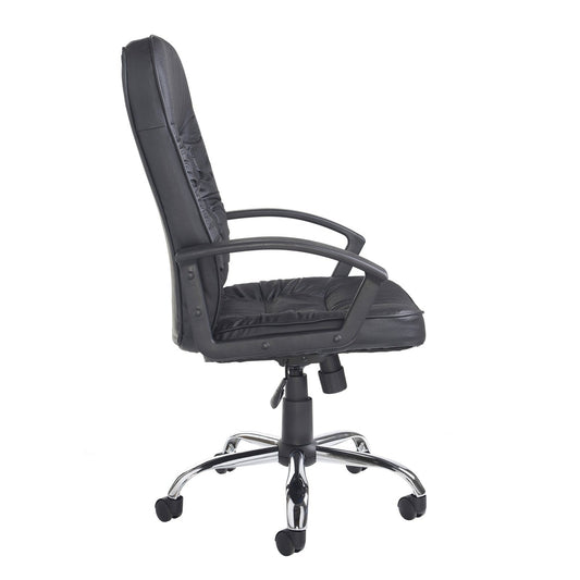 Hertford high back managers chair - black leather faced - Office Products Online